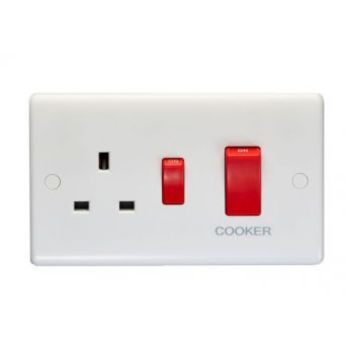 White Cooker Switches and Sockets