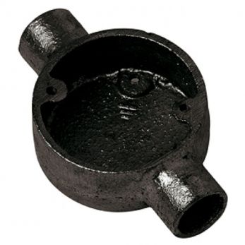 20mm Black Enamel Circular Through Conduit Box (2 Way)