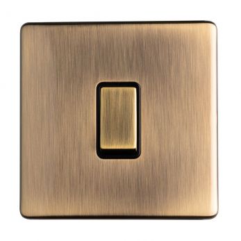 Antique Brass Switch, Black Inserts | 1 Way, 20A | Concealed 3mm range by Eurolite - AB20ADPSWB