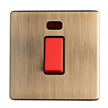 Antique Brass 45A Switch, Black Inserts with Neon | 1 Way | Concealed 3mm range by Eurolite - AB45ASWNSB