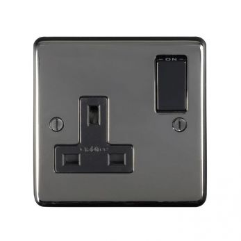 Black Nickel Single Socket, Black Inserts | 13A | Stainless Steel range by Eurolite - BN1SOB