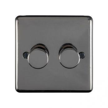 Eurolite BN2D400 Metal Black Nickel Incandescent Dimmer Switch 2 Gang