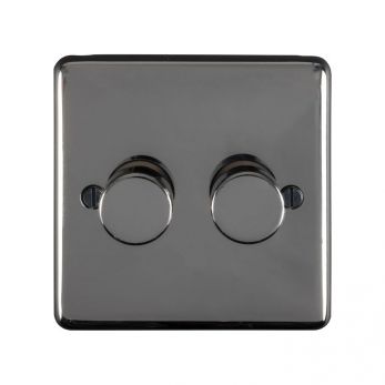 Eurolite BN2DLED Metal Black Nickel Dimmer Switch 2 Gang
