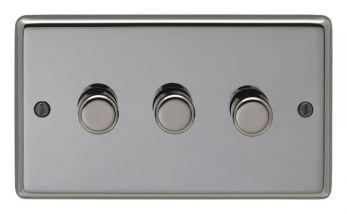 Eurolite BN3D400 Metal Black Nickel Incandescent Dimmer Switch 3 Gang