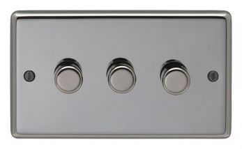 Eurolite BN3DLED Metal Black Nickel Dimmer Switch 3 Gang