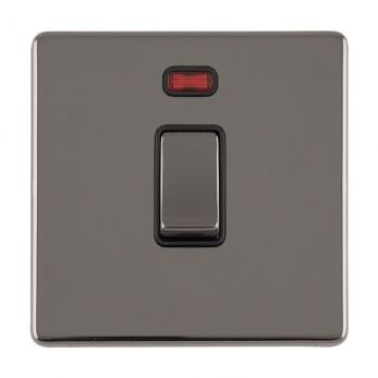 Black Nickel 20A Switch, Black Inserts with Neon and Matching Switch | 1 Way | Concealed 3mm range by Eurolite - ECBN20ADPSWNB