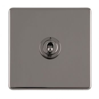 Black Nickel Toggle Switch, Black Inserts and Matching Switch | 2 Way, 10A | Concealed 3mm range by Eurolite - ECBNT1SW