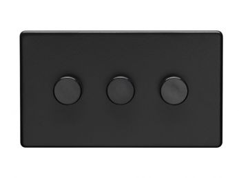 Matt Black LED/Incandescent Triple Dimmer Switch with Matching Knob | 2 Way, 400W | Concealed 3mm range by Eurolite - ECMB3DLED