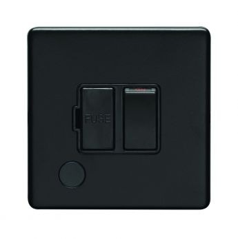 Eurolite ECMBSWFFOB Metal Matt Black Switched Fused Spur with flex outlet