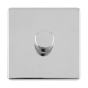 Polished Silver LED/Incandescent Dimmer Switch with Matching Knob | 2 Way, 400W | Concealed 3mm range by Eurolite - ECPC1DLED