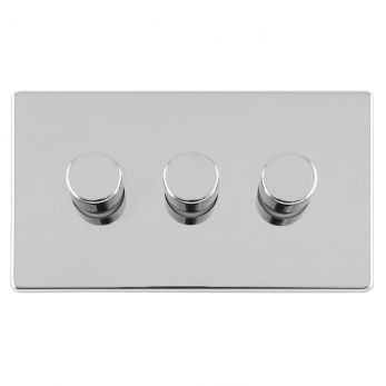Polished Silver LED/Incandescent Triple Dimmer Switch with Matching Knob | 2 Way, 400W | Concealed 3mm range by Eurolite - ECPC3DLED