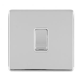 Polished Silver Light Switch with Matching Switch, White Inserts | Intermediate, 10A | Concealed 3mm range by Eurolite - ECPCINTW