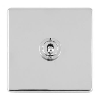 Polished Silver Toggle Switch, Matching Inserts | 2 Way, 10A | Concealed 3mm range by Eurolite - ECPCT1SW