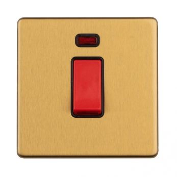 Satin Brass 45A Switch, Black Inserts with Neon | 1 Way | Concealed 3mm range by Eurolite - ECSB45ASWNSB
