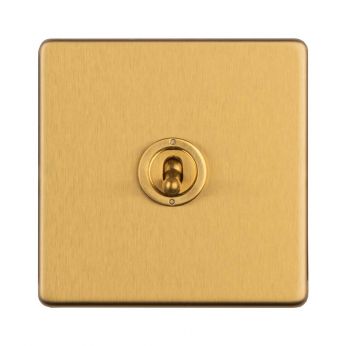 Satin Brass Toggle Switch, Matching Inserts | 2 Way, 10A | Concealed 3mm range by Eurolite - ECSBT1SW