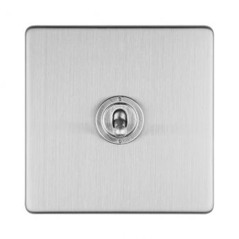 Brushed Steel Toggle Switch, Grey Inserts | 2 Way, 10A | Concealed 3mm range by Eurolite - ECSST1SW