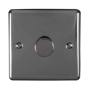 Black Nickel LED/Incandescent Dimmer Switch with Matching Knob | 2 Way, 400W | Enhance Decorative range by Eurolite - EN1DLEDBN