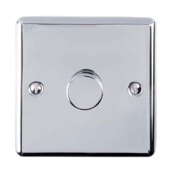Polished Silver LED/Incandescent Dimmer Switch with Matching Knob | 2 Way, 400W | Enhance Decorative range by Eurolite - EN1DLEDPC