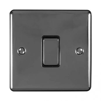Black Nickel Light Switch with Matching Switches, Black Inserts | 2 Way, 10A | Enhance Decorative range by Eurolite - EN1SWBNB