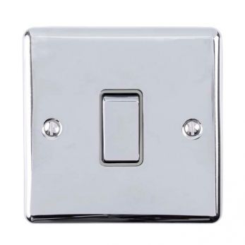 Polished Silver Light Switch with Matching Switch, Grey Inserts | 2 Way, 10A | Enhance Decorative range by Eurolite - EN1SWPCG