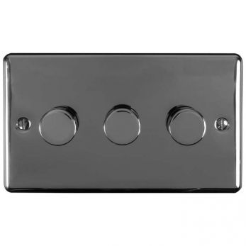 Black Nickel LED/Incandescent Triple Dimmer Switch with Matching Knob | 2 Way, 400W | Enhance Decorative range by Eurolite - EN3DLEDBN