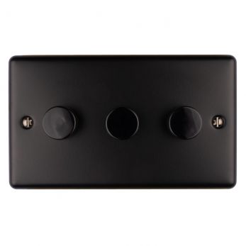 Matt Black LED/Incandescent Triple Dimmer Switch with Matching Knob | 2 Way, 400W | Enhance Decorative range by Eurolite - EN3DLEDMBB