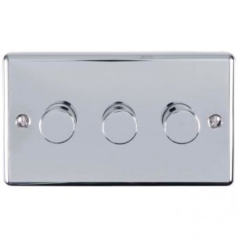 Polished Silver LED/Incandescent Triple Dimmer Switch with Matching Knob | 2 Way, 400W | Enhance Decorative range by Eurolite - EN3DLEDPC