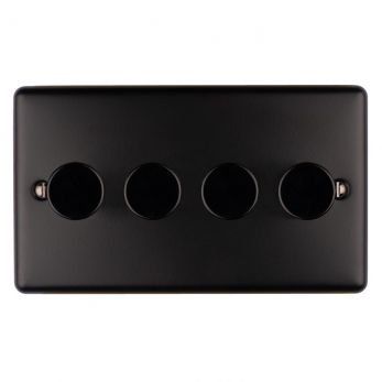 Matt Black LED/Incandescent 4 Gang Dimmer Switch with Matching Knob | 2 Way, 400W | Enhance Decorative range by Eurolite - EN4DLEDMBB