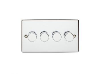 Polished Silver LED/Incandescent 4 Gang Dimmer Switch with Matching Knob | 2 Way, 400W | Enhance Decorative range by Eurolite - EN4DLEDPC