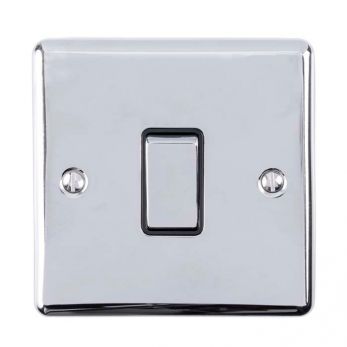 Polished Silver Light Switch with Matching Switch, Black Inserts | Intermediate, 10A | Enhance Decorative range by Eurolite - ENINTPCB
