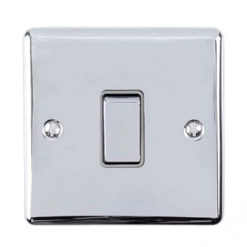 Polished Silver Light Switch with Matching Switch, Grey Inserts | Intermediate, 10A | Enhance Decorative range by Eurolite - ENINTPCG