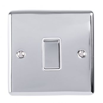 Polished Silver Light Switch with Matching Switch, White Inserts | Intermediate, 10A | Enhance Decorative range by Eurolite - ENINTPCW