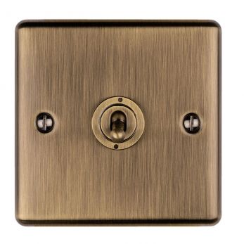 Antique Brass Toggle Switch, Matching Inserts | 2 Way, 10A | Enhance Decorative range by Eurolite - ENT1SWABB