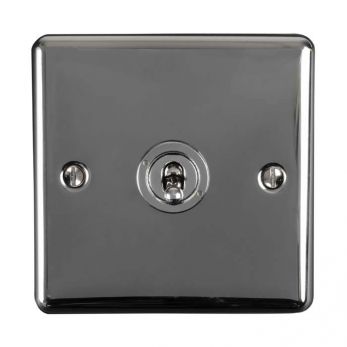Black Nickel Toggle Switch, Black Inserts and Matching Switch | 2 Way, 10A | Enhance Decorative range by Eurolite - ENT1SWBN