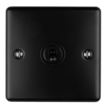 Matt Black Toggle Switch, Black Inserts | 2 Way, 10A | Enhance Decorative range by Eurolite - ENT1SWMBB