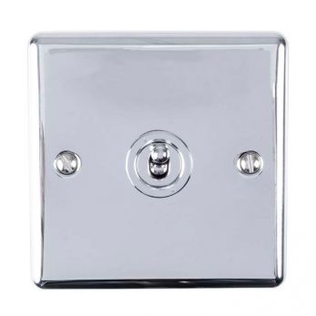 Polished Silver Toggle Switch, Matching Inserts | 2 Way, 10A | Enhance Decorative range by Eurolite - ENT1SWPC