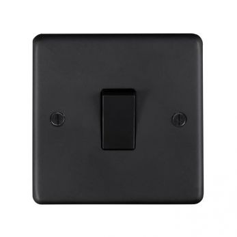 Eurolite MBINTB Metal Matt Black Intermediate Switch 1 Gang