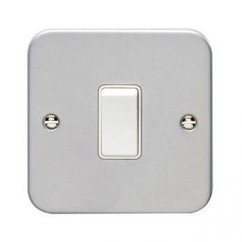 Metal Clad Light Switch, White Inserts | 1 Way, 10A | Utility range by Eurolite - MC1SWW