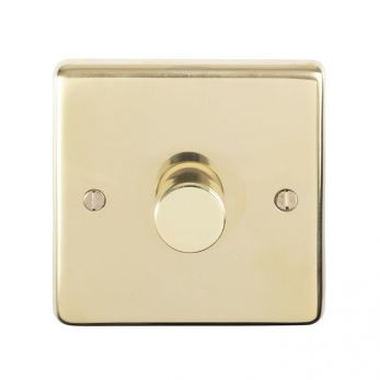 Eurolite PB1D400 Metal Polished Brass Incandescent Dimmer Switch 1 Gang