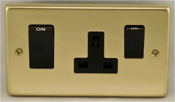 Eurolite PB45ASWASB Metal Polished Brass Cooker Switch and Socket