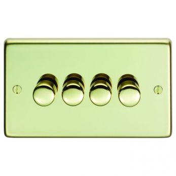 Eurolite PB4DLED Metal Polished Brass Dimmer Switch 4 Gang