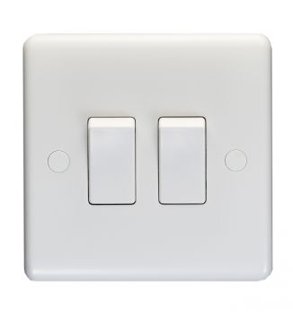 Eurolite Enhance White Plastic 10A 2 Gang 2 Way Switch - PL3022