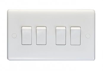 Eurolite Enhance White Plastic 10A 4 Gang 2 Way Switch - PL3042