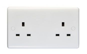 White Unswitched Double Socket | 13A | Enhance White Plastic range by Eurolite - PL4040