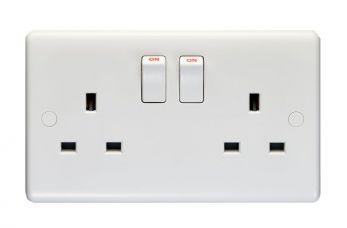 White Double Socket with Matching Rockers | 13A | Enhance White Plastic range by Eurolite - PL4060