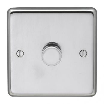 Eurolite PSS1D400 Metal Polished Stainless Steel Incandescent Dimmer Switch 1 Gang