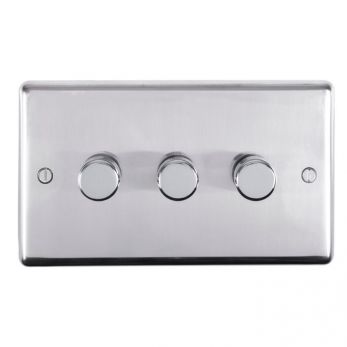 Eurolite PSS3D400 Metal Polished Stainless Steel Incandescent Dimmer Switch 3 Gang