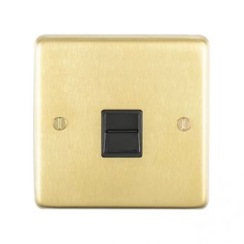 Eurolite SB1SLB Metal Satin Brass Slave Telephone Socket 1 Gang