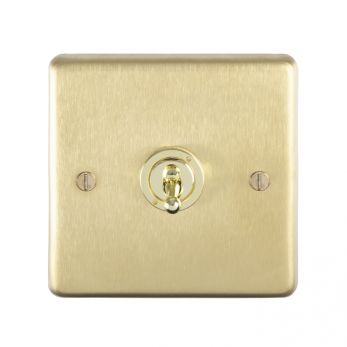 Satin Brass Toggle Switch, Matching Inserts | 2 Way, 10A | Stainless Steel range by Eurolite - SBT1SW