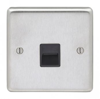 Eurolite SSS1MB Metal Satin Stainless Steel Master Telephone Socket 1 Gang